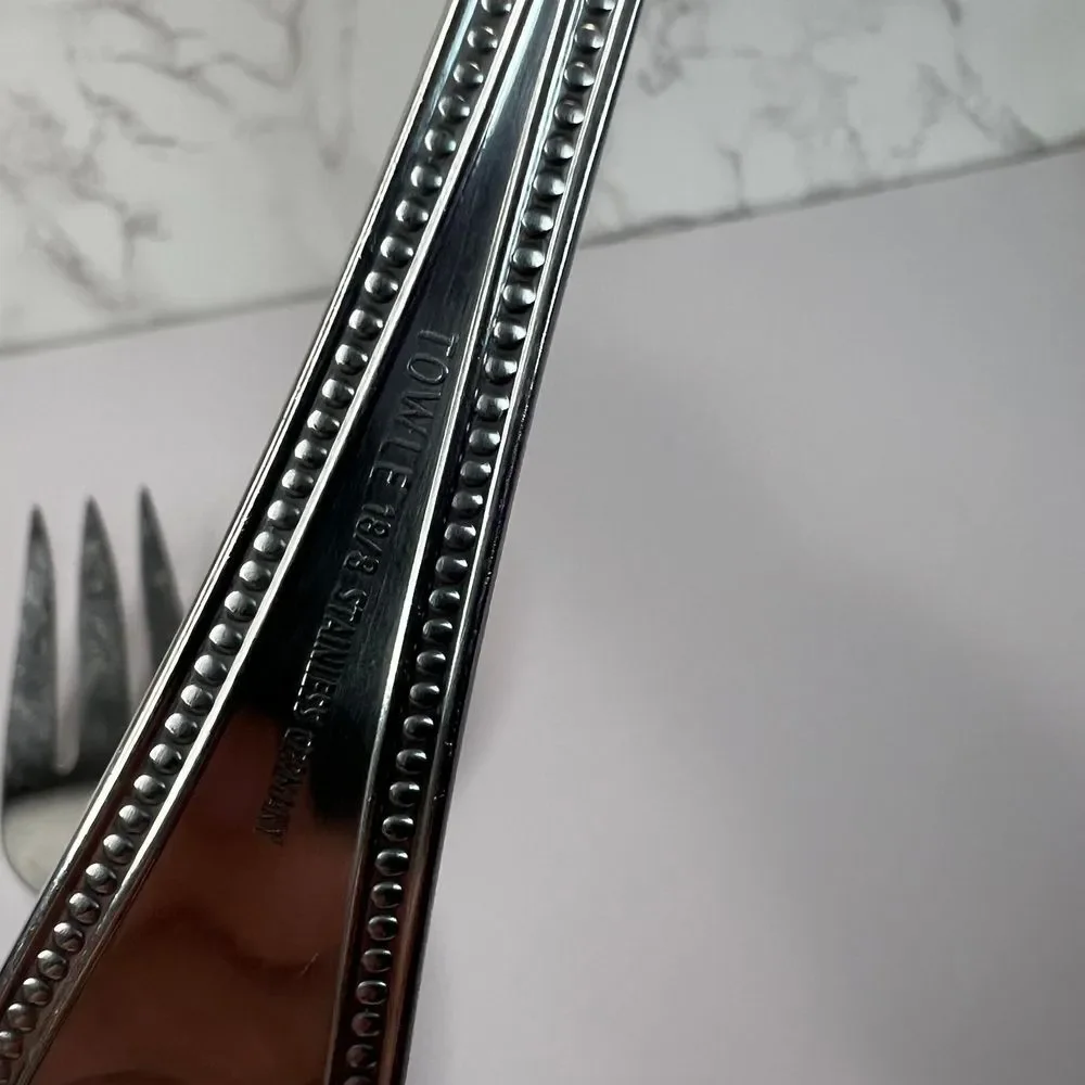 Towle 18/8 Stainless Germany‎ Beaded Hostess Serving Set Fork, Spork, and Spoon